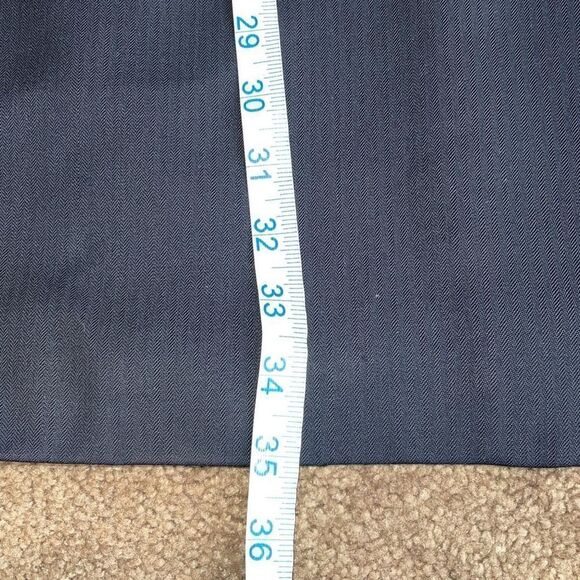 Stafford‎ Men's Single Breasted Jacket Pure Wool 3 Buttons Herringbone Navy Blue - Picture 8 of 8